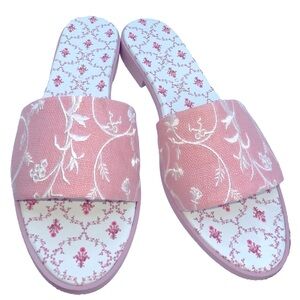 🆕Hill House The Summer Slide Pink Embroidery Sandal Botanical Sz IT 39 US 9 NWB